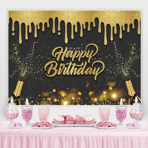 Toile de fond joyeux anniversaire à pois noirs et dorés Toile de fond joyeux anniversaire à pois noirs et dorés
