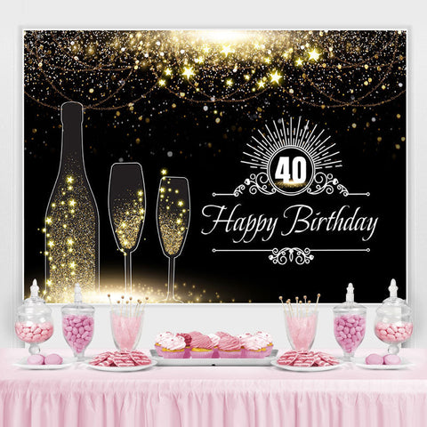 Toile de fond du 40e anniversaire des étoiles scintillantes noires et dorées Toile de fond du 40e anniversaire des étoiles scintillantes noires et dorées