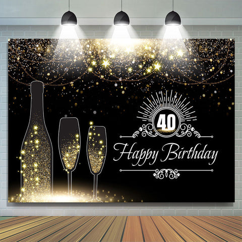 Toile de fond du 40e anniversaire des étoiles scintillantes noires et dorées Toile de fond du 40e anniversaire des étoiles scintillantes noires et dorées