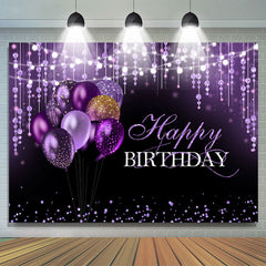 Toile de fond joyeux anniversaire ballon noir et violet