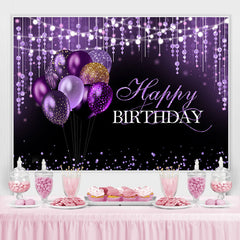 Toile de fond joyeux anniversaire ballon noir et violet