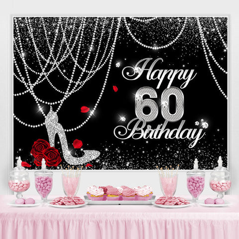 Toile de fond joyeux 60e anniversaire paillettes noir et blanc Toile de fond joyeux 60e anniversaire paillettes noir et blanc