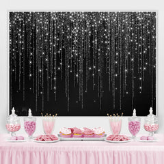 Toile de fond Happy Birthday Glitter noir et blanc