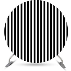 Toile de fond d'anniversaire rond simple ligne noir et blanc