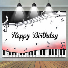 Touches et notes de piano noir et blanc Toile de fond d'anniversaire