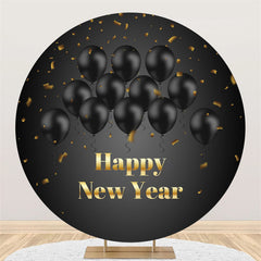 Ballons noirs ronds or Happy New Year décors