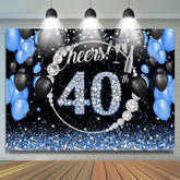 Black Blue Glitter Cheers To 40e anniversaire Toile de fond