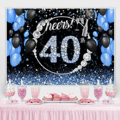 Black Blue Glitter Cheers To 40e anniversaire Toile de fond