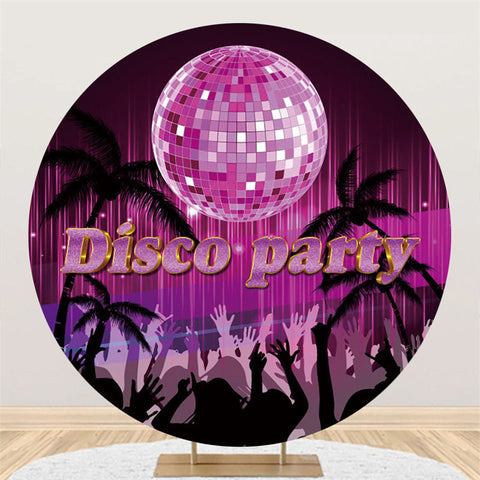 Toile de fond ronde anniversaire disco violet cocotier noir Toile de fond ronde anniversaire disco violet cocotier noir