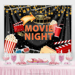 Rideau noir et toile de fond de soirée cinéma étoile dorée