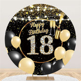 Ballons En Or Noir Paillettes Ronde 18e Anniversaire Toile De Fond