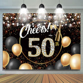 Ballon doré noir Cheers 50 Joyeux anniversaire Toile de fond