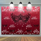 Masque Noir Diamants Rouges Bokeh Filles Anniversaire Toile De Fond