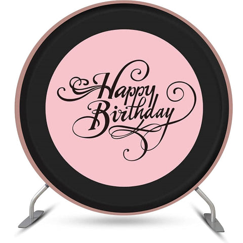 Toile de fond ronde d'anniversaire bref rose noir pour fille Toile de fond ronde d'anniversaire bref rose noir pour fille