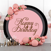 Toile de fond ronde joyeux anniversaire thème rose noir pour la fête