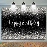 Toile de fond d'anniversaire de paillettes de diamant Bokeh argent noir