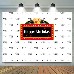 Fond de joyeux anniversaire Vip noir et étoile à cinq branches