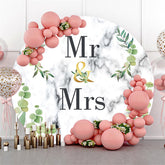 Toile de fond de mariage M. et Mme abstrait en marbre blanc noir