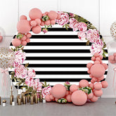 Bande blanche noire avec fond de fête de cercle de fleurs