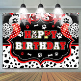 Noir blanc avec toile de fond joyeux anniversaire ballon rouge