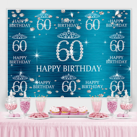 Couronne bleue et scintillante Joyeux 60e anniversaire Toile de fond Couronne bleue et scintillante Joyeux 60e anniversaire Toile de fond