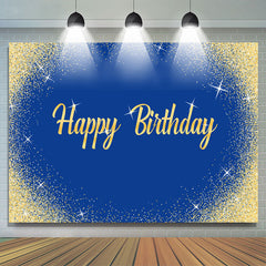 Toile de fond d'anniversaire de paillettes bleues et dorées pour la décoration