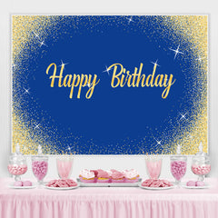 Toile de fond d'anniversaire de paillettes bleues et dorées pour la décoration
