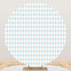 Toile De Fond De Fête D'anniversaire Ronde Motif Bleu Et Gris