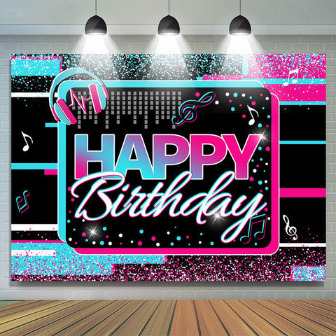 Toile de fond joyeux anniversaire thème musical bleu et rose vif Toile de fond joyeux anniversaire thème musical bleu et rose vif