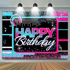 Toile de fond joyeux anniversaire thème musical bleu et rose vif