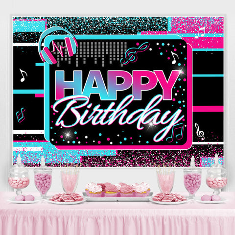 Toile de fond joyeux anniversaire thème musical bleu et rose vif Toile de fond joyeux anniversaire thème musical bleu et rose vif
