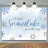 Toile de fond de douche de bébé de flocon de neige d'hiver de paillettes bleues et argentées