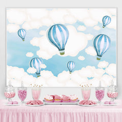 Toile de fond sur le thème du ciel de ballon à air chaud bleu et blanc