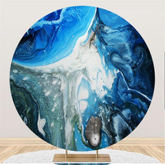 Toile De Fond D'anniversaire De Cercle De Scène D'océan Bleu Et Blanc