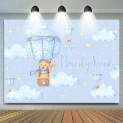 Ours bleu sur la toile de fond de douche de bébé Airballoon Star