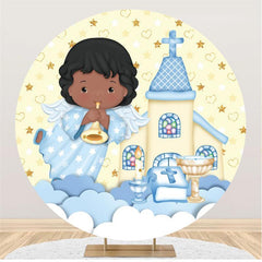 Décors ronds d'église jaune d'ange de nuage bleu pour la douche de bébé