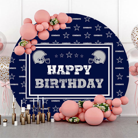 Blue Cowboys Star Joyeux Anniversaire Toile de Fond Ronde Blue Cowboys Star Joyeux Anniversaire Toile de Fond Ronde