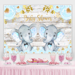Toile de fond de douche de bébé éléphant bleu et bois floral