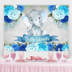 Toile de fond de douche de bébé éléphant bébé floral bleu pour garçon