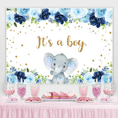 Éléphant floral bleu c'est un décor de garçon pour la douche de bébé