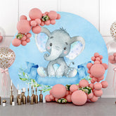 Toile de fond de douche de bébé garçon rond éléphant floral bleu