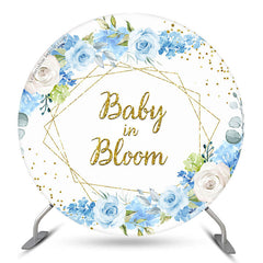 Fleur Bleue Dot Doré Bébé En Fleur Toile De Fond Ronde