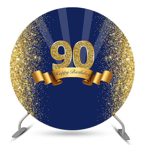 Blue Glitter Gold Round Joyeux 90e anniversaire Toile de fond Blue Glitter Gold Round Joyeux 90e anniversaire Toile de fond