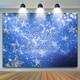 Blue Glitter Stars Bokeh Joyeux Anniversaire Toile de Fond