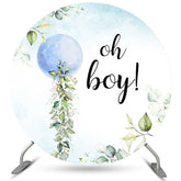 Toile de fond ronde de décoration de fête prénatale Oh Boy, lune bleue