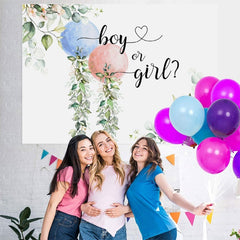 Toile de fond de douche de bébé thème vert ballons roses bleus