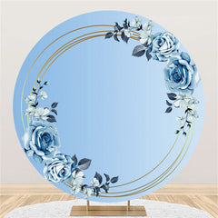 Bleu Rose Feuilles Thème Joyeux Anniversaire Cercle Toile de Fond