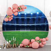 Terrain Bleu Brillant Et Toile De Fond De Cercle De Football Vert