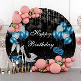 Ballon Bleu Argent Noir Rond Joyeux Anniversaire Toile De Fond