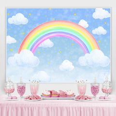 Toile de fond de fête sur le thème des étoiles arc-en-ciel bleu ciel nuage pour anniversaire